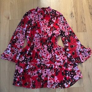 Zara Red and Pink Floral Mini Dress